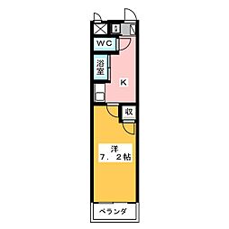 タートルヒルズ岡崎 1Kの間取図画像