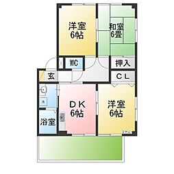 グランテージ郷前 3DKの間取図画像