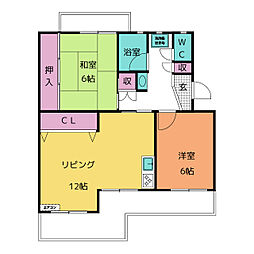 シャトー南 2LDKの間取図画像