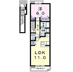 ハーヴェスト2 1LDKの間取図画像
