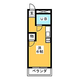 エクセレントサンA ワンルームの間取図画像