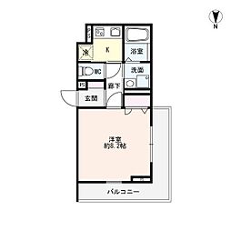 シャルムS岡崎 1Kの間取図画像