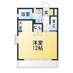 エスポワール下川田 ワンルームの間取図画像