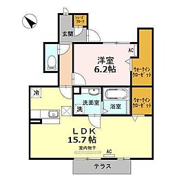 パピヨン 1LDKの間取図画像