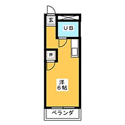 エクセレントサンB ワンルームの間取図画像