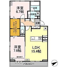 パークハイツ竜美 2LDKの間取図画像