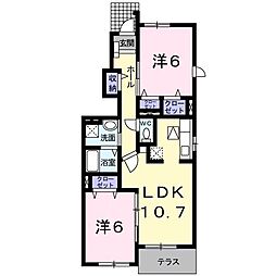 ガーデンハウス緑丘C 2LDKの間取図画像