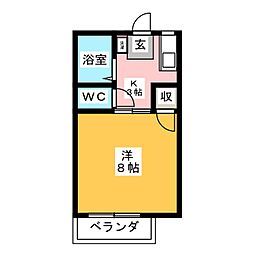 ハイツブルースカイ1 1Kの間取図画像