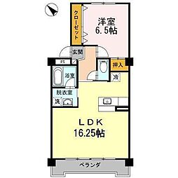 野本ハイツ駅西 1LDKの間取図画像