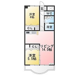 サヌール 2LDKの間取図画像