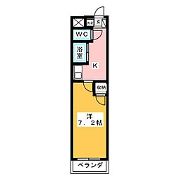 タートルヒルズ岡崎 1Kの間取図画像