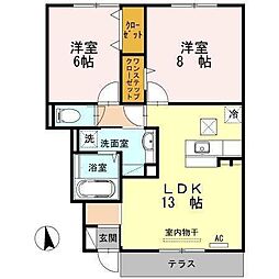 ルミエール藤 2LDKの間取図画像