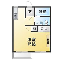 フォーブル圦下B ワンルームの間取図画像