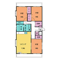 エスポワール若松2 3LDKの間取図画像