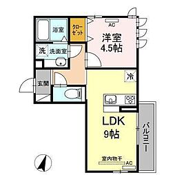 メルベーユ 1LDKの間取図画像