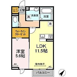 セジュール上地 1LDKの間取図画像