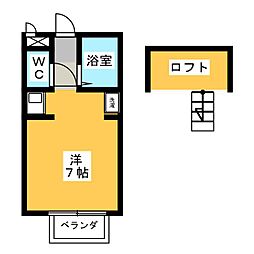 ダンヒルイレブン赤渋B ワンルームの間取図画像
