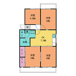 ドヌール針崎 4DKの間取図画像