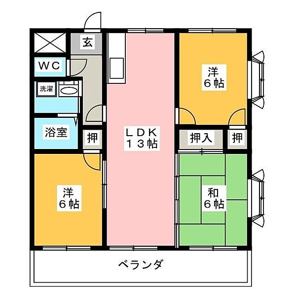 ヴィンテージ本多 II ｜愛知県豊橋市花田町字百北(賃貸マンション3LDK・1階・66.42㎡)の写真 その2