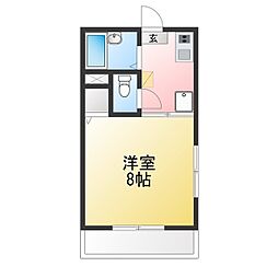 ミナミハイツ2 1Kの間取図画像