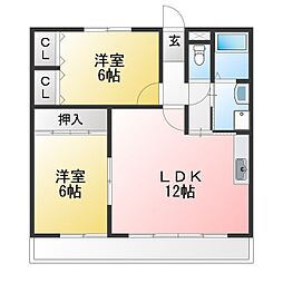 グリーンロード草間 2LDKの間取図画像