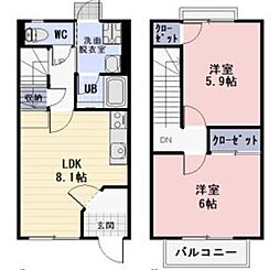 ハートブランシェB 2LDKの間取図画像