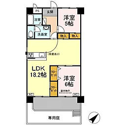 フィオーレ・アダチ 1階2LDKの間取り