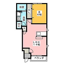 キャプリコーンエスB 1LDKの間取図画像