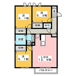 ミルキーウェイ 1階3LDKの間取り