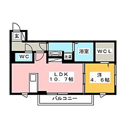 フィーミュール 1階1LDKの間取り