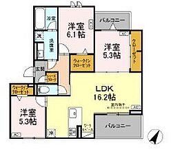 豊橋市東脇3丁目アパート 3LDKの間取図画像