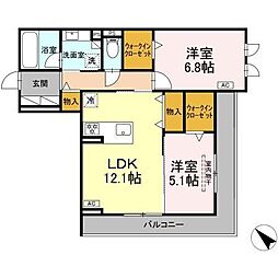 D-avance柱六番町II 2LDKの間取図画像