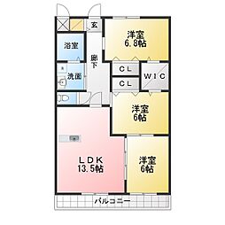 メゾン・ド・パルクヴェール 3LDKの間取図画像