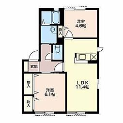 ジュネスA 2LDKの間取図画像