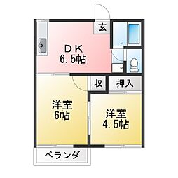 ハイツ宮前 2DKの間取図画像