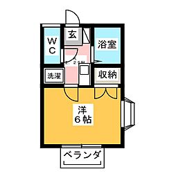 アゼリア柱B 1Kの間取図画像