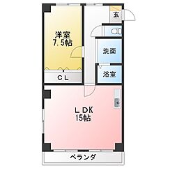 ソレイユ神野 1LDKの間取図画像