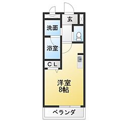 セピア・ブレジオA ワンルームの間取図画像