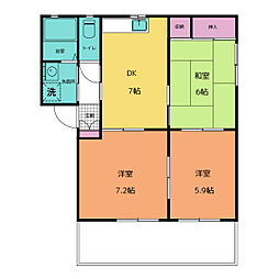 ガーデンプラムA 3DKの間取図画像