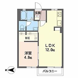 グリーンヒルズ 1LDKの間取図画像