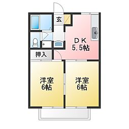 ハミング75 2DKの間取図画像