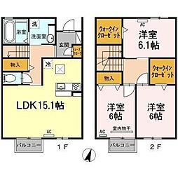 ルージュブランB 3LDKの間取図画像