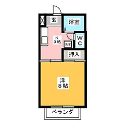 グランアルブル 1Kの間取図画像