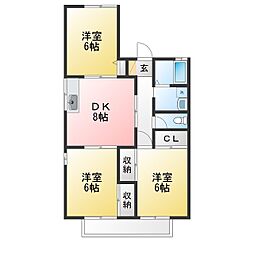 パティオ市道 3DKの間取図画像