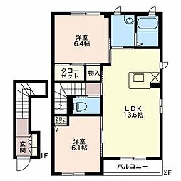 リヴ・イースト 2LDKの間取図画像