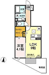 アムール二本松A 1LDKの間取図画像