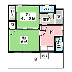 アラエ借家 1階2DKの間取り