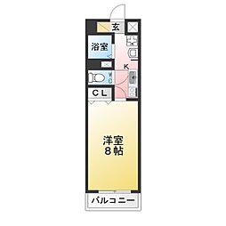 ソレイユ山代 1Kの間取図画像
