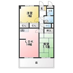 カーサ住吉 2LDKの間取図画像