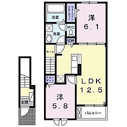 エル・ブランシュ A 2LDKの間取図画像